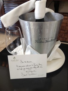 Champagne chills in a bucket of ice at Jumby Bay luxury resort in Antigua
