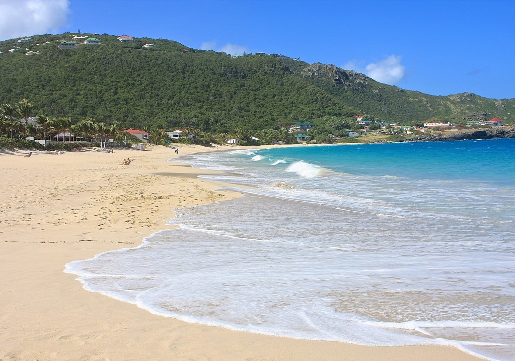 Flamands Beach, St Barts Waves gently ebbing up the golden sandy Flamands Beach in St Barts