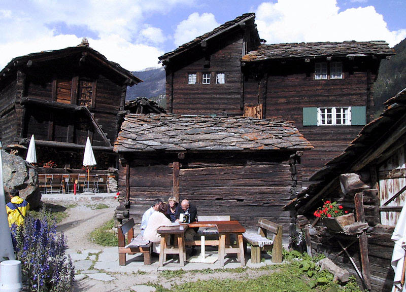 Mountain hamlet restaurant in Switzerland