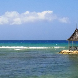 View of the Pagoda and horizon at the end of the promanade at Half Moon Estate in Jamaica