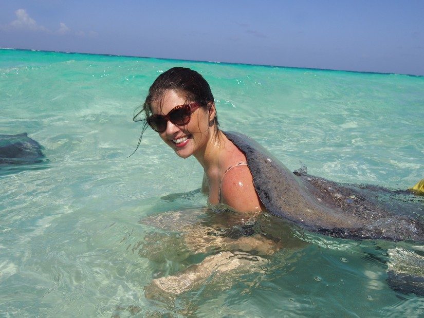 Emma swimming with Stingrays