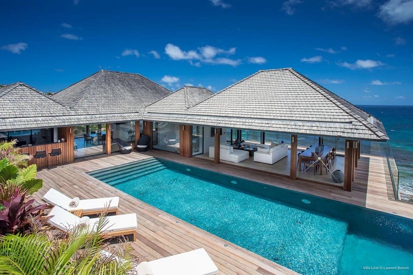 Swimming pool and pavillion at Lital Villas in St Barts