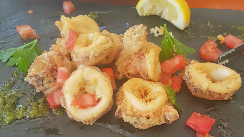 Deep Fried Calamari at Armrya Restaurant at Eagles Palace Greece