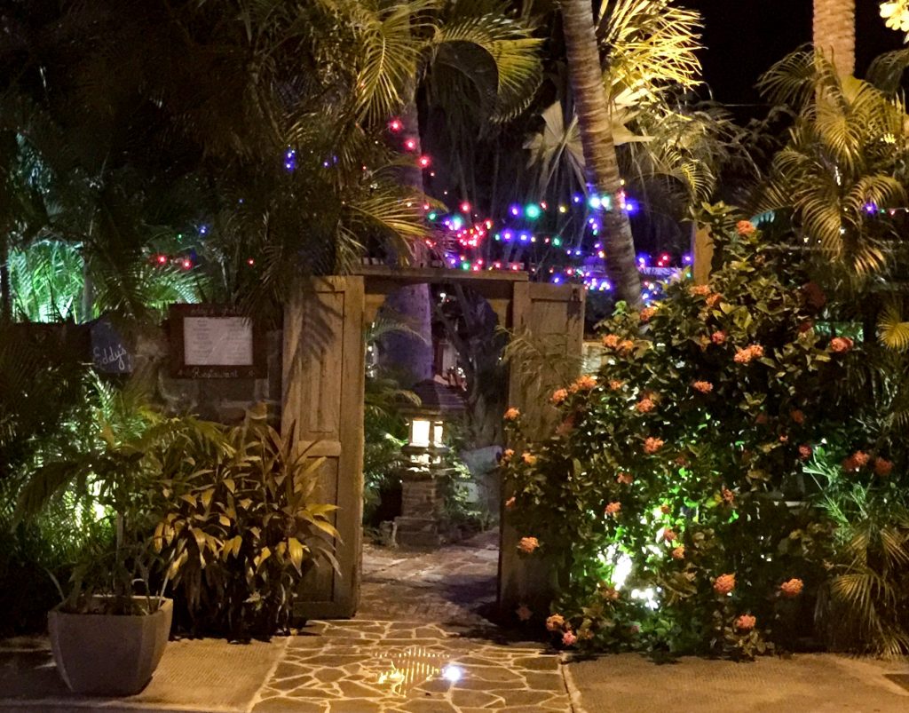 The doorway to Eddy's, one of the coolest St Barths Restaurants, conceals among it's tropical foliage a hidden wonderland of hearty gastro-yum!