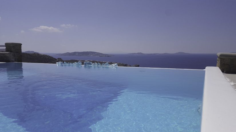 In the distance the history drenched island of Delos lurks like a gigantic pile of guilty looking rocks. The view is epic. As is the villa