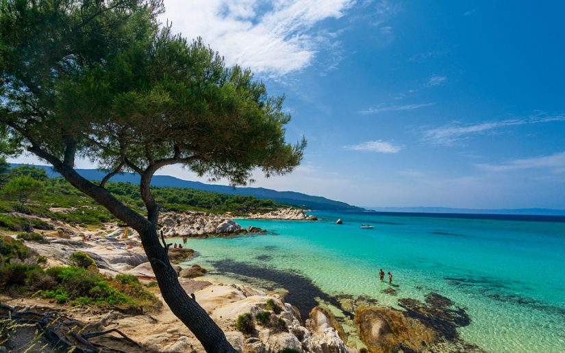 Things to do in halkidiki - visit Sithonia! Pictured here is a beach at Sithonia