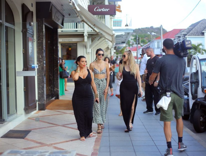 The Kardashians walking though the streets as they explore St Barts and all its designer stores Our exceptional St Barts Villas have also been visited by the famous Kardashians