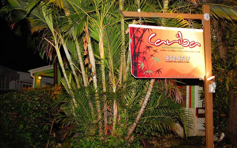 The Exterior and sign at Cariba one of the best restaurants in Barbados