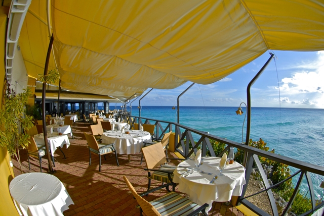 Champers waterside deck dining area