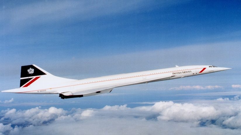 Concorde soaring through the air on its's way to Barbados