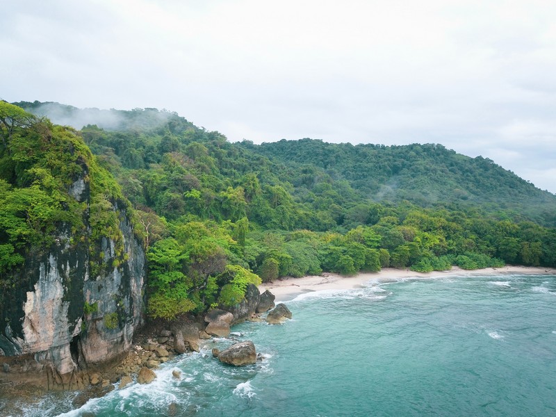 Aerial shot of costa rica. It's really green