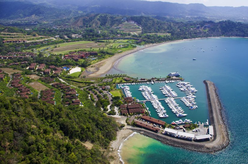 An aerial view of a marina in Costa Rica