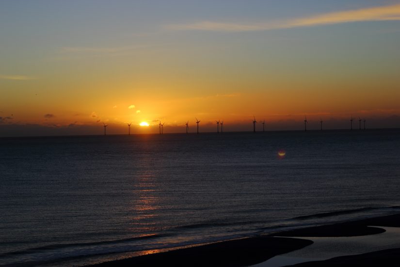 Distant wind farms from a sunset in Costa Rica