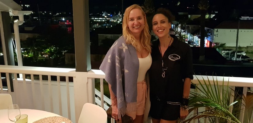 ALex and the friendly waiting staff at Ociela restaurant in St Barts