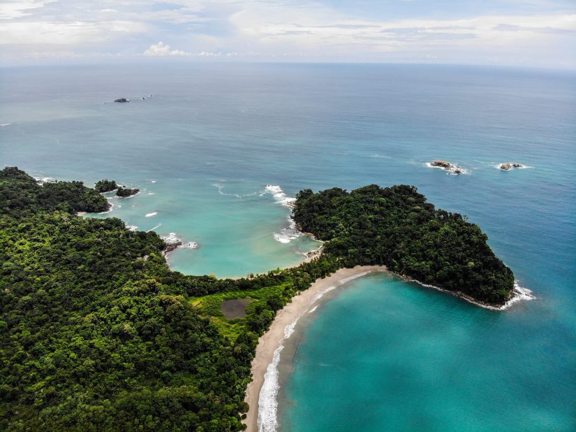 Along the map of costa rica beaches you will find the incredible whale shaped coast of Costa Ballena