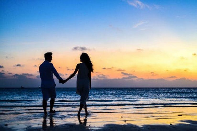 Beach walk at sunset