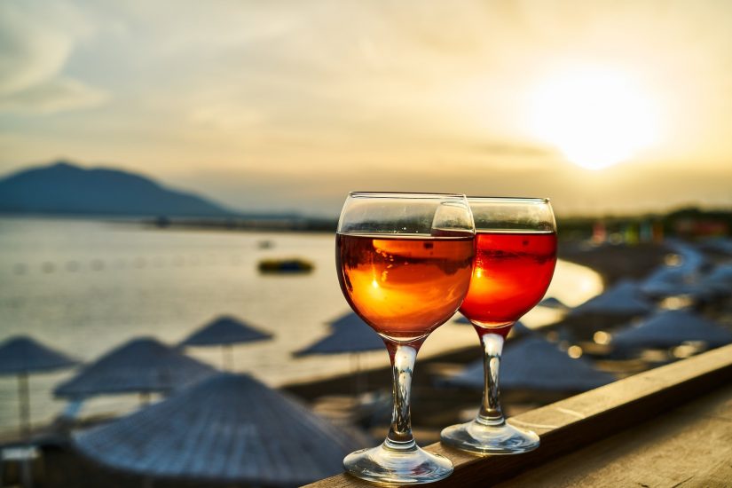 drinks overlooking the beach in Spain