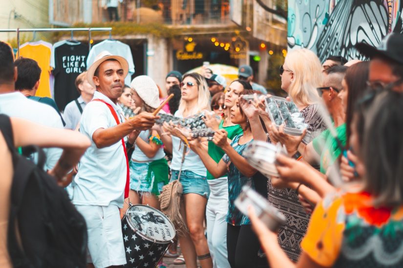 Street carnival with drummers