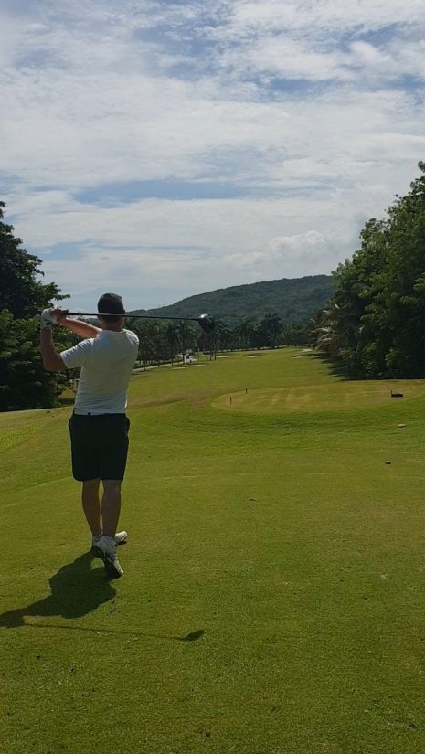 sean playing golf at Tryall Jamaica