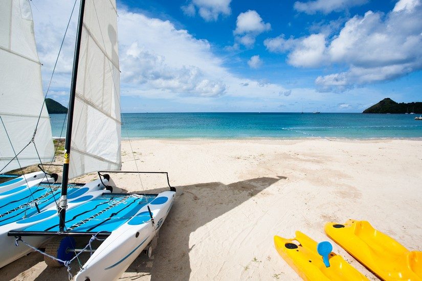 Water sports equipment on the beach at the Landings