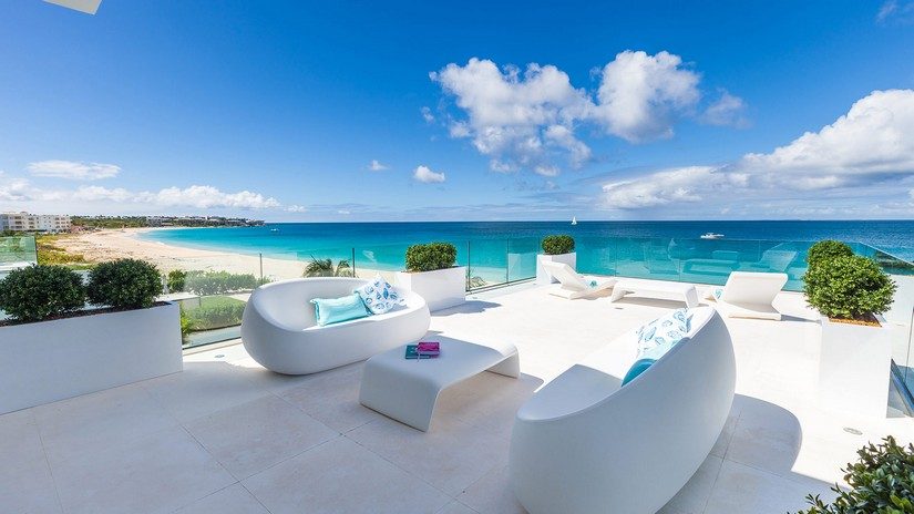 terrace and view from The beach house on meads bay one of the best beaches in anguilla