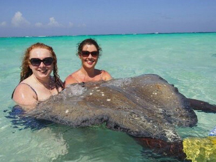Emma and Noreen in Grand Cayman Swimming with Stingrays