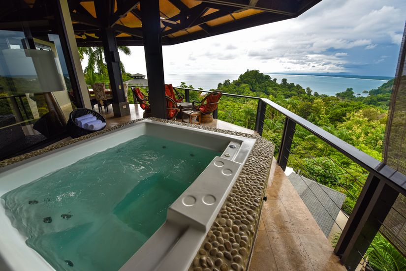 Jungle view from a hot tub in Tulemar resort