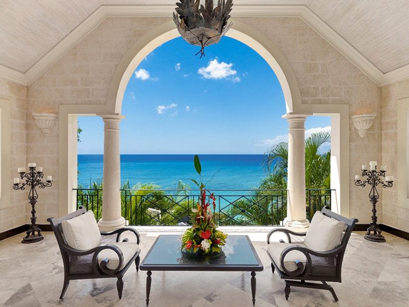 the upper terrace at cove spring house one of the best villas in Barbados 