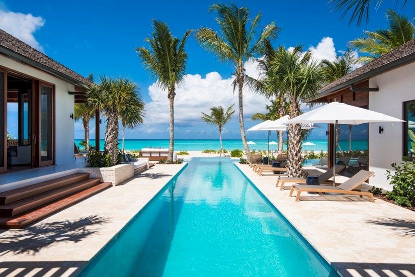 The pool and stunning views from Hawksbill, a luxury Providenciales Villa