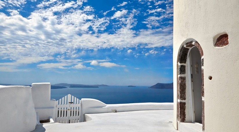 incredible view from windmill villa in Santorini