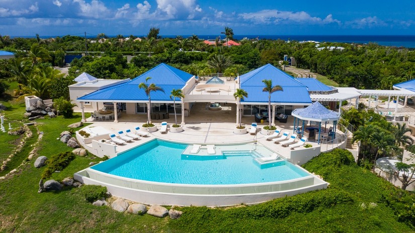 aerial view of mes amis in st martin, a luxury vacation rental for large groups