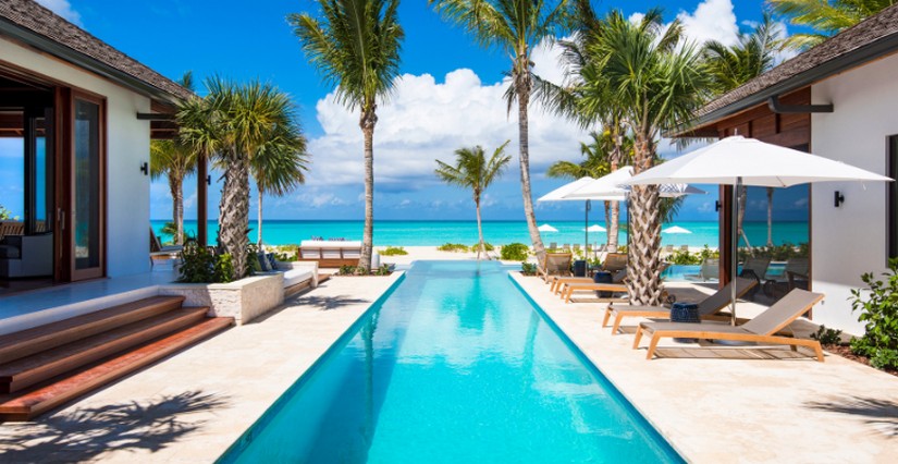 The pool at Hawksbill estate a large family vacation rental