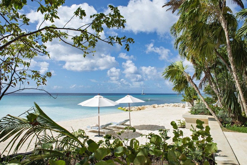 View of the beach at The Great House, a large family vacation rental