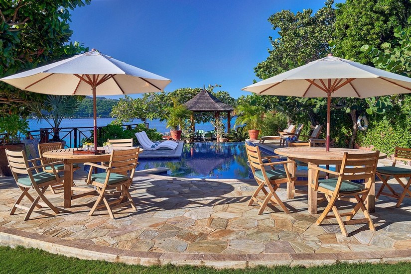 the pool space at a luxury villa in Jamaica