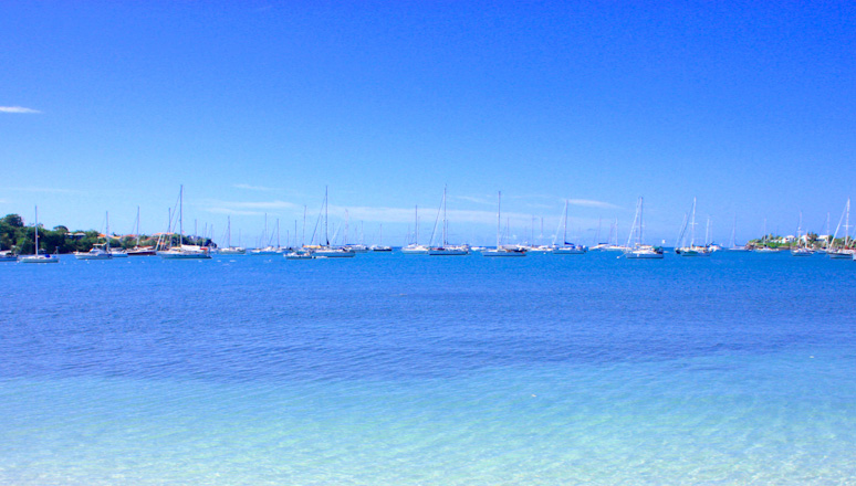 View of Yachts from Calabash Beach
