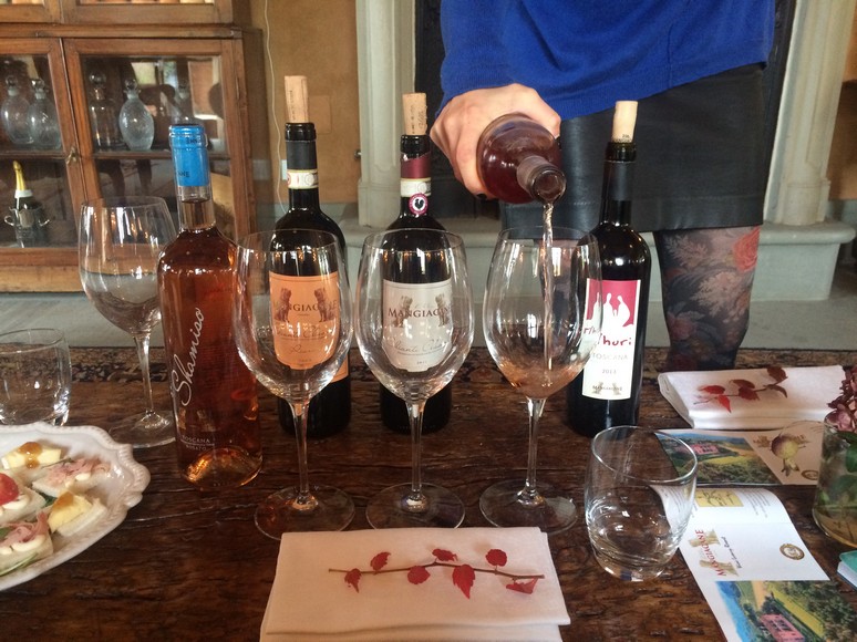 A sample of some of the fine wines produced on the Machiavelli Villa estate