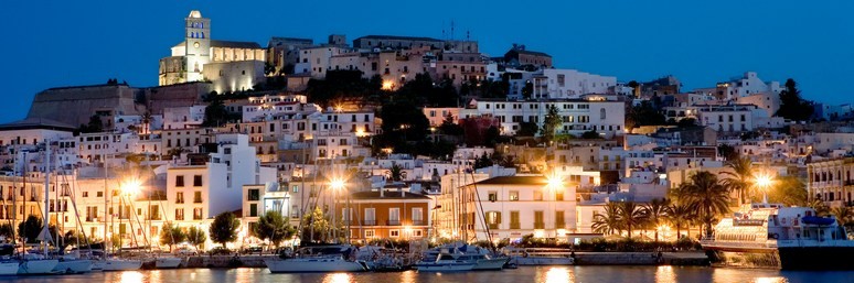 The Ibiza Old Town in the evening