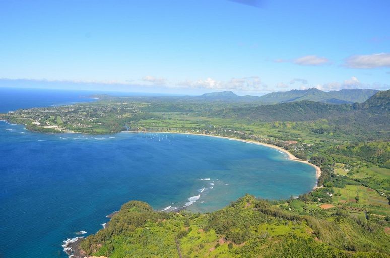 Hanalei Bay beach on Kauai