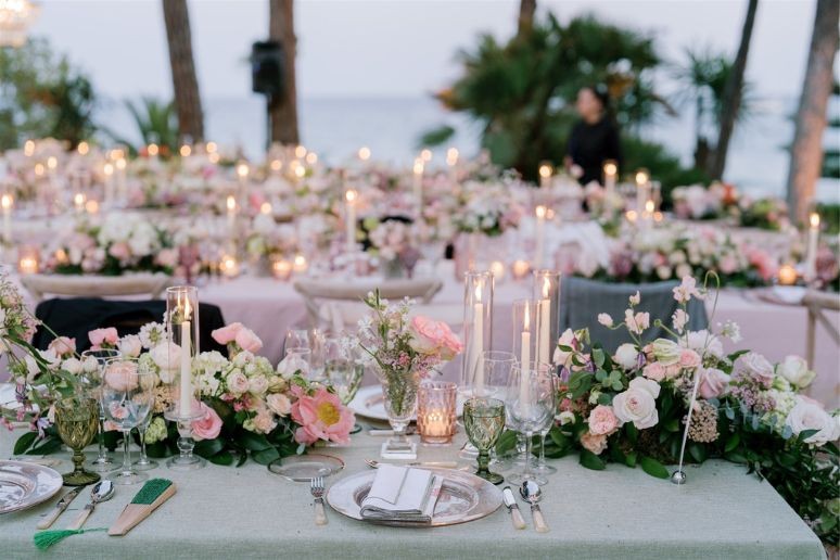 flowers on a table rready for a wedding event