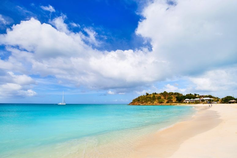 Aerial view of Ffryes Beach Antigua