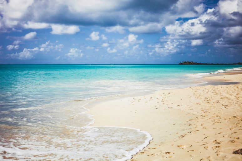Aerial view of Fort James Beach in Antigua