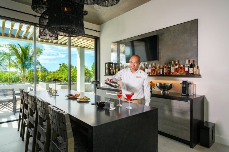 A butler preparing drinks at Villa Legasea in Turks and Caicos