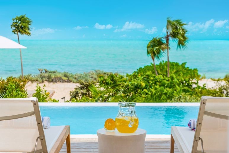 Drinks served and delivered by the butler at beach enclave