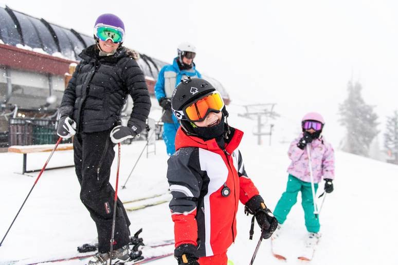 Family skiing in colorado
