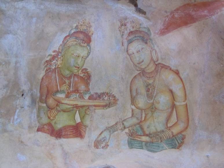 Ancient Frescoes at Sigiriya Rock in Sri Lanka