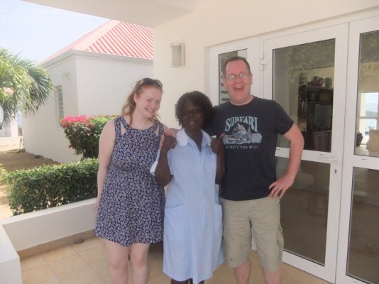 Niamh, Paul, and host at Terrasse de Mer in Baie Rouge