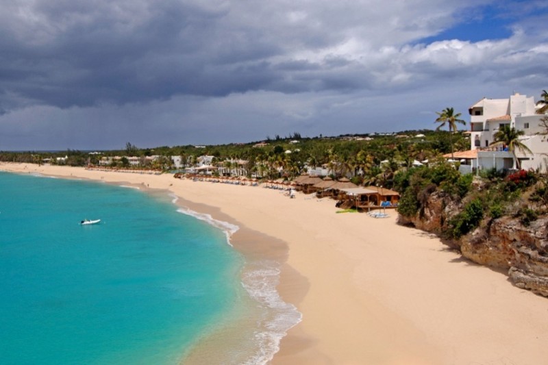 Baie Longue Beach in St Martin.  This busy beach isn't as serene or as private as some of the others but has more going on and is more fun