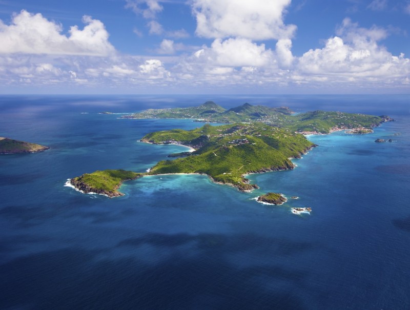 Aerial View of The Beautiful Caribbean Island of St Barths