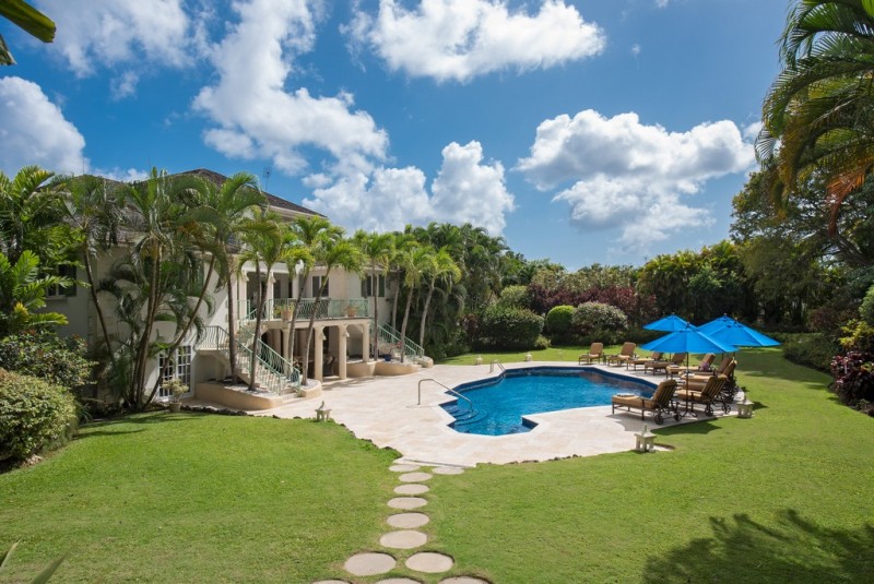 Garden, pool and house at Aliseo in Barbados