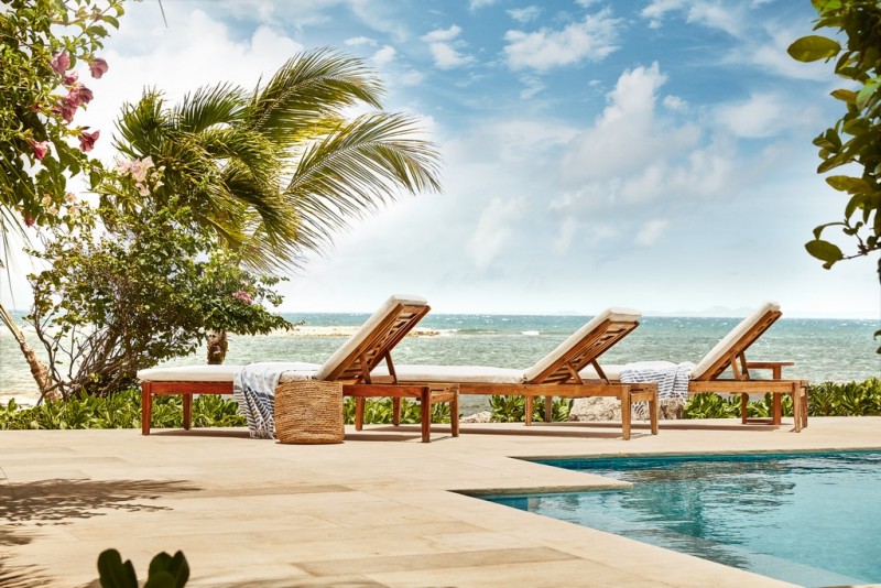 Pool terrace and the sea at Beach Escape Villa in Anguilla